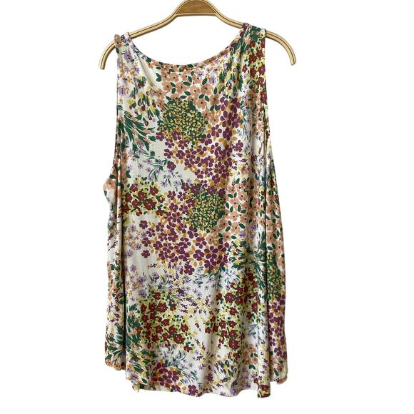 2/$30 24/7 Maurices Floral Tank Top Women 3X Purple Green‎ Cottagecore Stretch - Picture 2 of 8